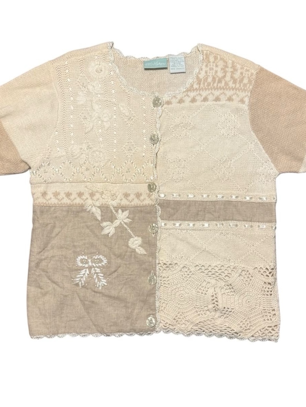Women’s Neutral Patchwork Crochet Sweater